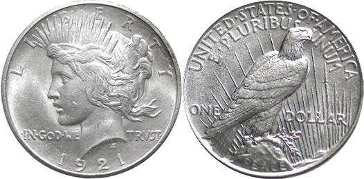 1921 peace silver dollar
